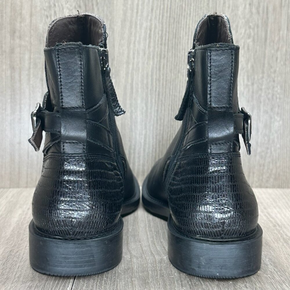 Boemos Boots Womens Sz 39 US9 Leather Moto Buckle Ankle Bootie Black Italy - Picture 7 of 13